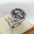 thumbnail image 3 of QQTDFG men signet ring stainless steel Christian Jesus Head Face Pinky Thumb For Dad-7, 3 of 9