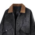 thumbnail image 3 of LYSMORA 2026 Men's Contrast Lapel Suede Bomber Jacket, Snap Flap Pockets Elastic Hem Oversized Loose Fit Windproof Retro Street Casual Outerwear, 3 of 4