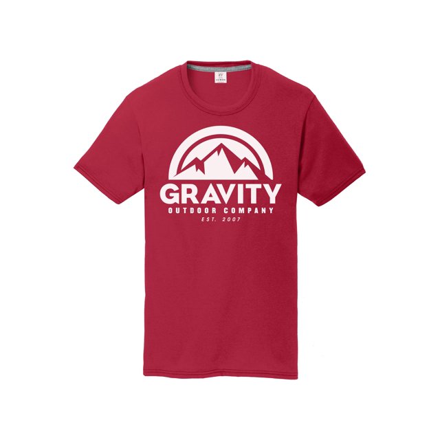 Gravity Outdoor Co. T-Shirt de Performance pour Jeunes - Logo Blanc - Rouge - Petit
