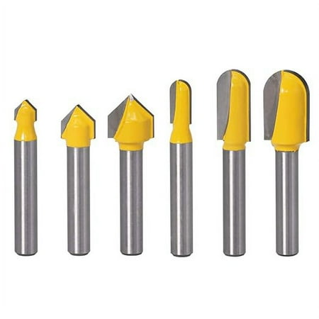 

Yakamoz 6Pcs 1/4 Shank Carbide 90 Degree V-Groove and Round Nose Groove Router Bit Set 3D CNC Signmaking Lettering Engraving Cutter Woodworking Carving Cutting Tool