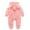 Pink, variant on Fesfesfes Toddler Neutral Baby Bodysuit Boys Girls Solid Color Plush Cute Bear Ears Winter Thick Jumpsuit Romper