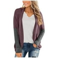 thumbnail image 2 of Cardigan Patchwork Col en V pour Femmes Manteau à Manches Longues, 2 of 8