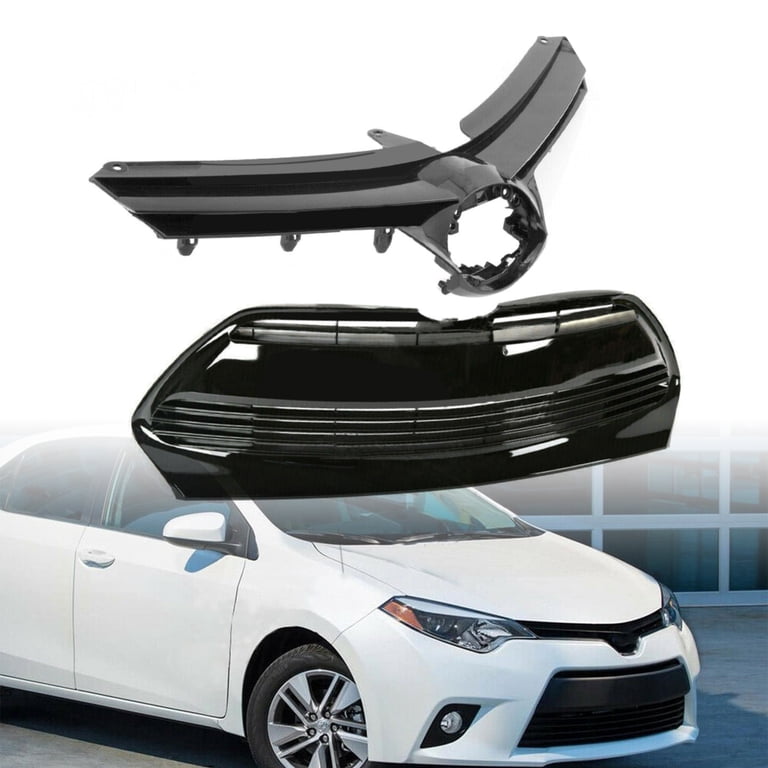 WFLNHB Gloss Black Front Upper & Lower Grille Set For Toyota Corolla LE XLE CE 2017-2019