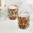 thumbnail image 2 of Yayeee 2 Pack Qtip Holder Bathroom Cotton Swab Canister with Lid Clear Dispenser Set, Retro Christmas Holly, 2 of 6