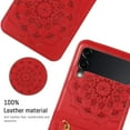 thumbnail image 2 of Dteck Case For Samsung Galaxy Z Flip 3 5G Shockproof Embossed Mandala Pattern Women's Wallet Case with Card Holder Detachable Shoulder Strap, Red, 2 of 5