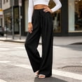 thumbnail image 7 of Byworldtasic Women's Flowy Pleated Trousers Elastic Waist Loose Fit Palazzo Business Casual Lounge Pants with Pockets, 7 of 7