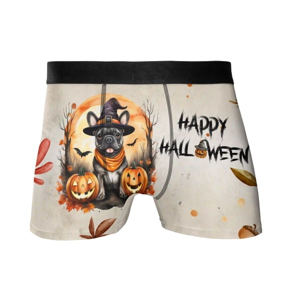 Happy Halloween French Bulldog Witches Hat Pumpkin Carving All Over Print Boxer Briefs Underwear for Men Dad Dog Lover Gifts - 02019