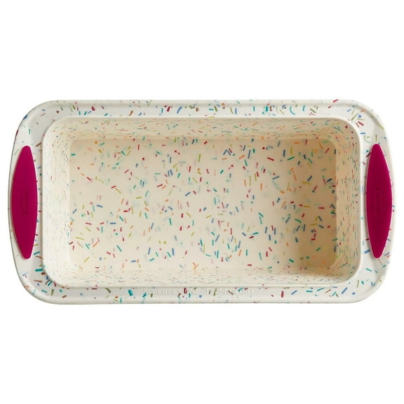 Trudeau Structure Silicone 6 Cavity Mini Loaf Pan, Confetti/Fuchsia