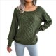 thumbnail image 3 of Suéteres Casuales de Punto con Estampado de Leopardo para Mujer, Suéteres de Larga con Cuello Redondo Verde M, 3 of 9