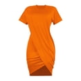 thumbnail image 5 of Rvasteizo Casual Dresses for Women Solid Round Neck Short Sleeve Waist Cinched Thin Summer Outfit, 5 of 5