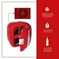 thumbnail image 3 of Coca-Cola Heritage 12 Can Portable Mini Fridge 12V DC 110V AC Cooler/Warmer 7.9L (8.3 qt), Personal Travel Fridge, Drinks Snacks Lunch Takeout, Includes 12V and AC Cords, Home Office Dorm Travel, Red, 3 of 7