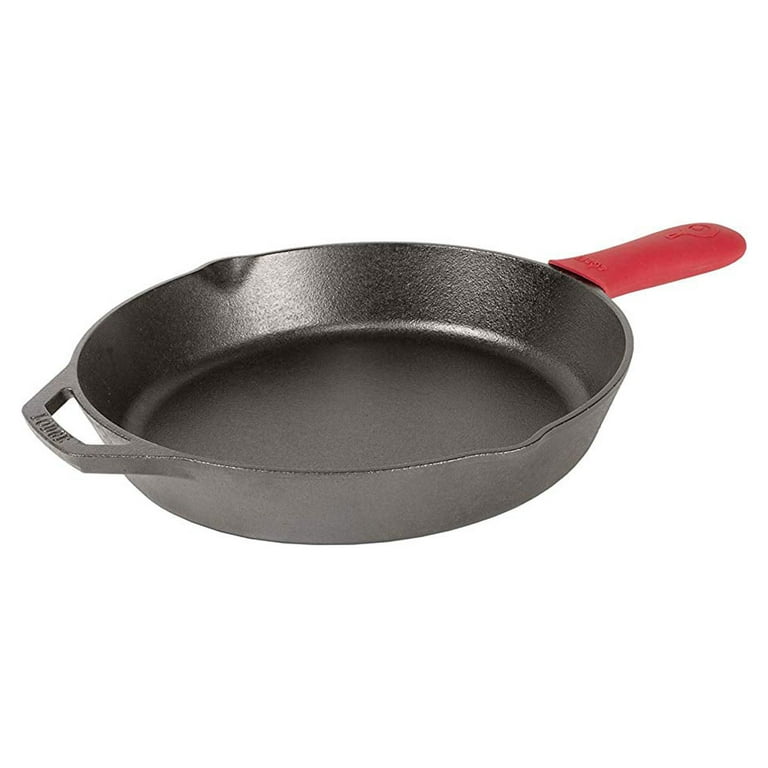 Lodge CRS12 Carbon Steel Skillet, Pre-Seasoned, 12-inch & ASCRHH41 Silicone  Hot Handle Holders for Carbon Steel Pans, Red