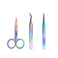thumbnail image 1 of WOKOTO Kit de pinzas y tijeras para uñas, juego de pinzas de precisión de acero inoxidable arco iris curvadas rectas para pegatinas de arte de uñas, herramientas de selección de extensiones de pestaña, 1 of 5