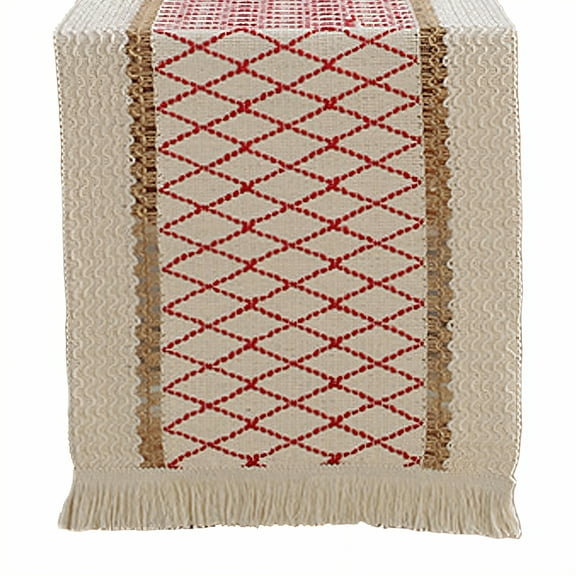 AUQ Table Runner,Linen Cotton Weave Kitchen Table Decor,Sharp Edge Line Farmhouse Table Runner,Style1,30*160cm
