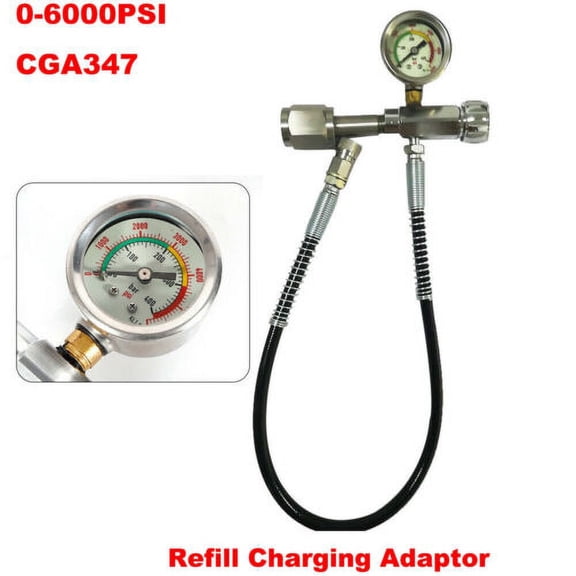 Charging Adaptor Paintball Fill Station for SCBA Tank CGA347 0-6000PSI w/ Hose