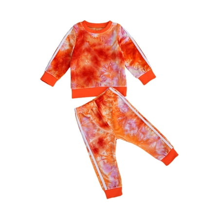 

Multitrust Baby Girls Boys Tie-Dye Long Sleeve Top with Long Pants Outfits