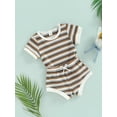 thumbnail image 3 of Bagilaanoe Newborn Baby Boys Girls Clothes Short Sleeve Stripe T-Shirt Tops Elastic Shorts Set Infant Baby Summer Outfits 0-24 Months, 3 of 9