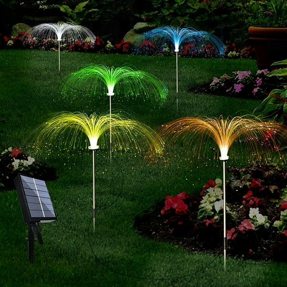 5 Pack Solar Garden Lights Outdoor RGB Solar Pathway Jellyfish Light Xmas Decor