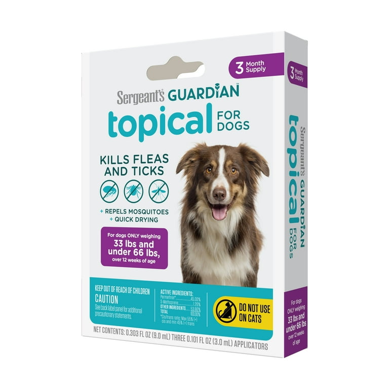 SERGEANT S GUARDIAN Flea Tick Topical for Dogs 33 66 lbs 3 Count Walmart