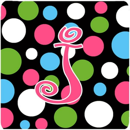 

Monogram - Polkadots And Pink Foam Coasters - Set 4 Initial Letter J