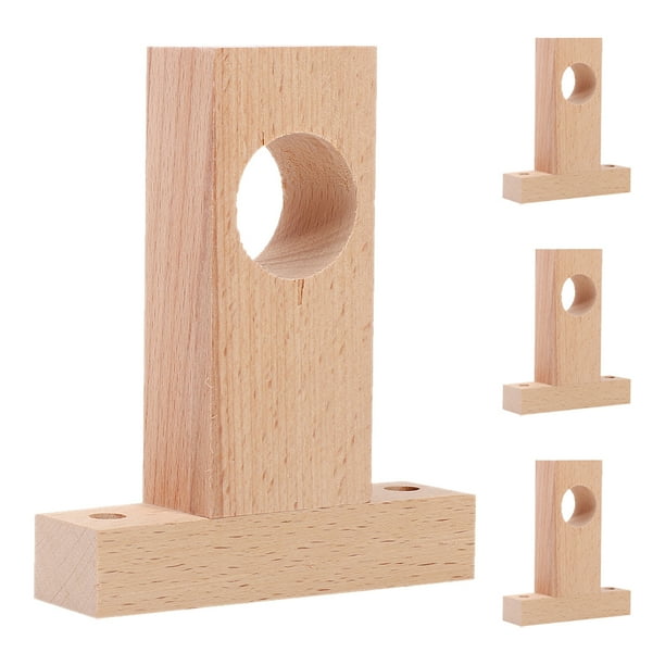 4 soportes de madera para barra de cortina, soportes en forma de T para barra de armario, soporte multifuncional para barra de cortina, perchero resistente y enchufes.