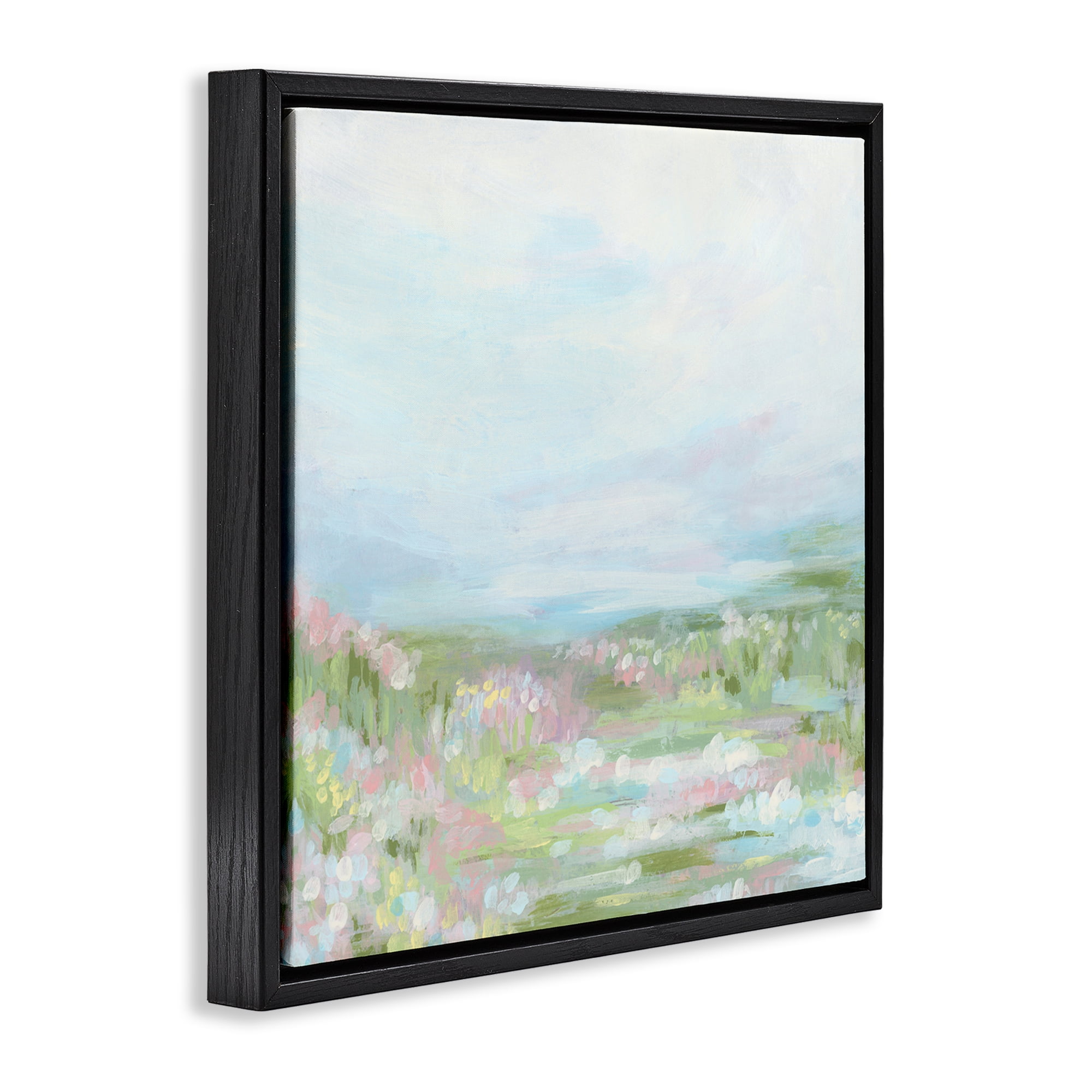 Stupell Industries Pastel Flower Field Landscape & Nature Painting Black Floater Framed Canvas Art Print Wall Art, 18 x 18