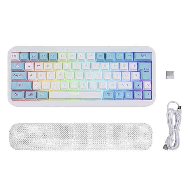 Teclado Mecánico Inalámbrico RGB 63 Teclas Sunnimix Portátil para Juegos Blanco