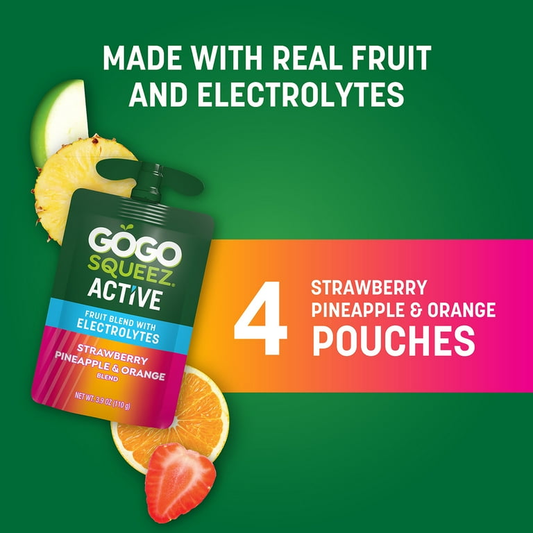 GoGo squeeZ Active Electrolyte No Sugar Added Strawberry Pineapple