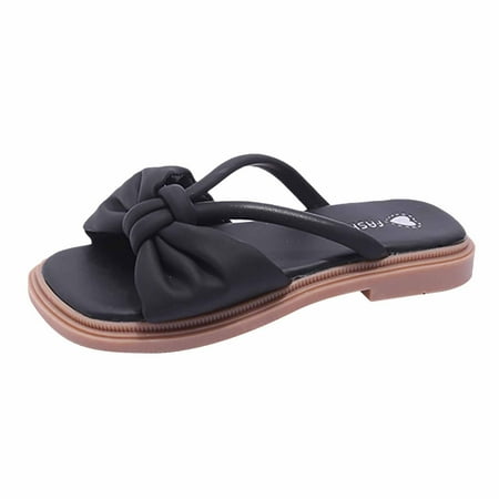 11 Years Little Big Girls Sandals Soft Sole Anti-Slip Summer Princess Dress Toddler Shoes Baby Girls Cute Bow Non-slip Soft Sole Beach Roman Sandals Slippers Black