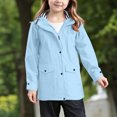 thumbnail image 4 of REDARER Girls Hooded Rain Jacket Lightweight Mid Length Windproof Outerwear Snap Zip Closure with Flap Pockets Attached Hood Coat for Kids Daily Outdoor Wear,7-8 Years, 4 of 8