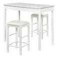 thumbnail image 1 of Linon Tifton Three Piece Wood & Faux Marble Tavern Set Backless Stools in White, 1 of 14