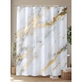 thumbnail image 4 of Fsddascl Gray Marble Shower Curtain Set - 54" x 78" Washable Bathtub Curtain with 12 Hooks, Abstract Art Yellow Crack Waterproof Fabric Stall Shower Curtains for Bathroom/Bathtub Décor, 4 of 6