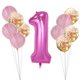 thumbnail image 3 of 11/25 Uds. Globo de látex transparente de ágata de mármol conjunto de confeti de lentejuelas cumpleaños fiesta de aniversario número Kits de decoración para fiestas Ágata rosa+lentejuelas doradas Moyic JJ15589-02, 3 of 6