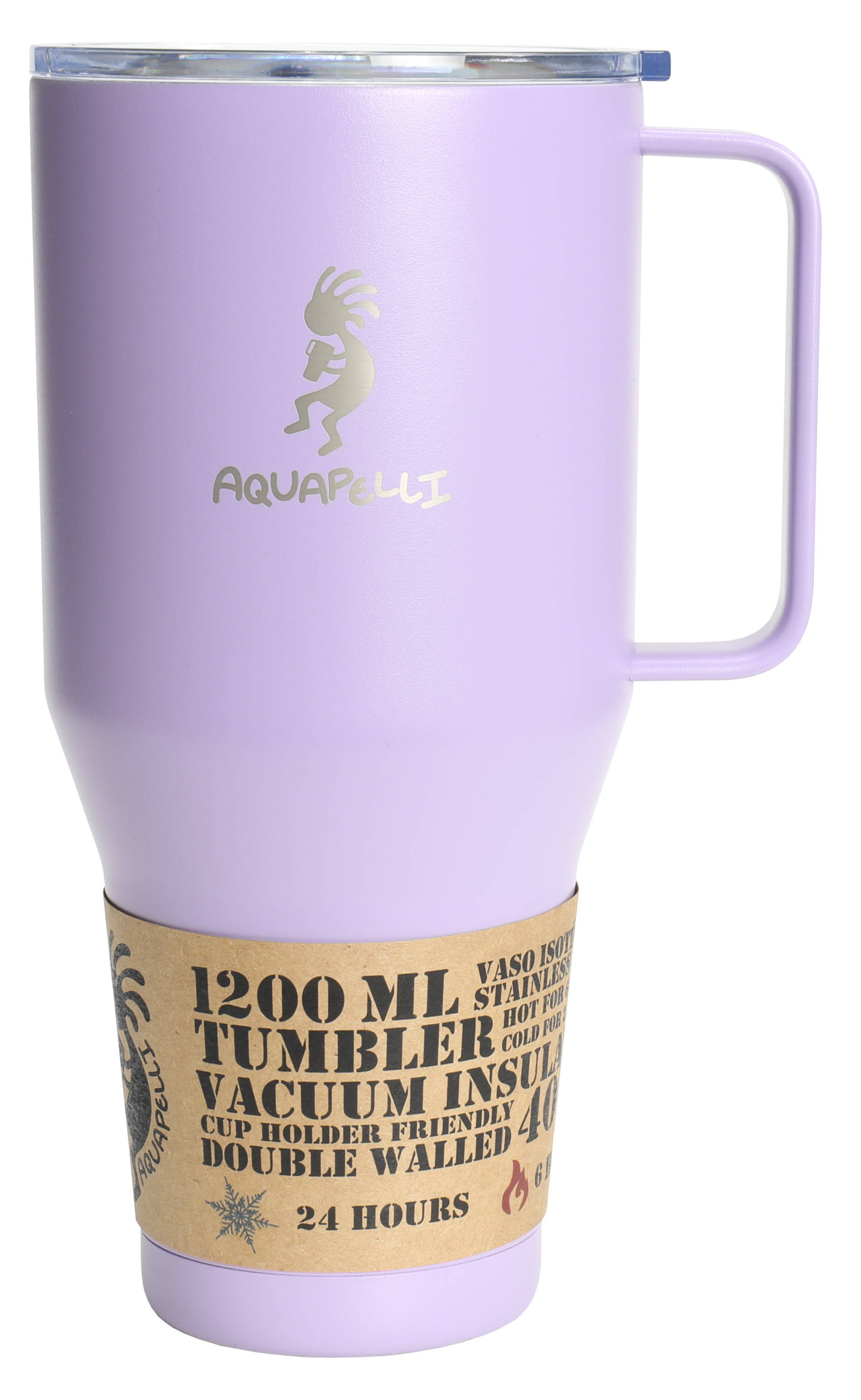 Aquapelli Vacuum Insulated Tumbler with Handle, 40 Ounces, Viola