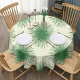 thumbnail image 3 of Green Tie Dye Spray Pattern Round Tablecloth 60"x60",Wrinkle Wipeable Table Cloth for Kitchen Dining Room Picnic Patio Party, 3 of 6