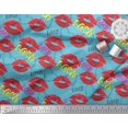 thumbnail image 3 of Soimoi Blue polyester Crepe Fabric Text,Lips & Heart Printed Craft Fabric by the Yard 52 Inch Wide, 3 of 3
