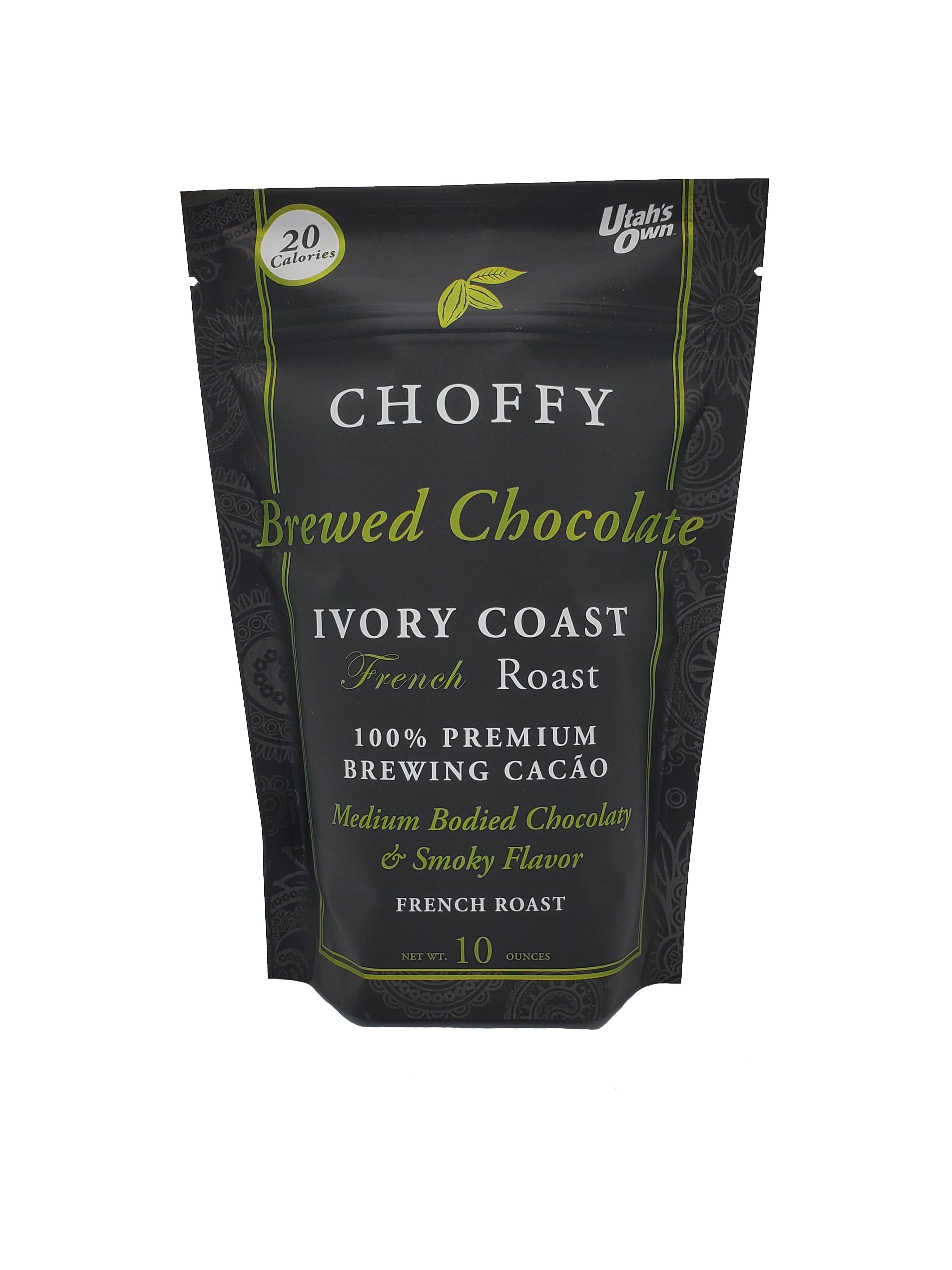 Choffy Brewed Cacao Coffee Alternative Substitute 10 Oz Ivory Coast French Roast Flavor