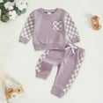 thumbnail image 2 of Kogui Toddler Pant Sets for Girls Toddler Baby Girl Fall Clothes Outfit Cute Sweatshirts + Pants Set 12 18 Months (Purple,12-18 Months), 2 of 4
