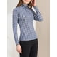 thumbnail image 5 of INSPIRAR CHIC Blusa de Mujer Ajustada Cuello Alto con Pliegues Frontal de Manga Larga Top de Punto S Azul Blanco, 5 of 7