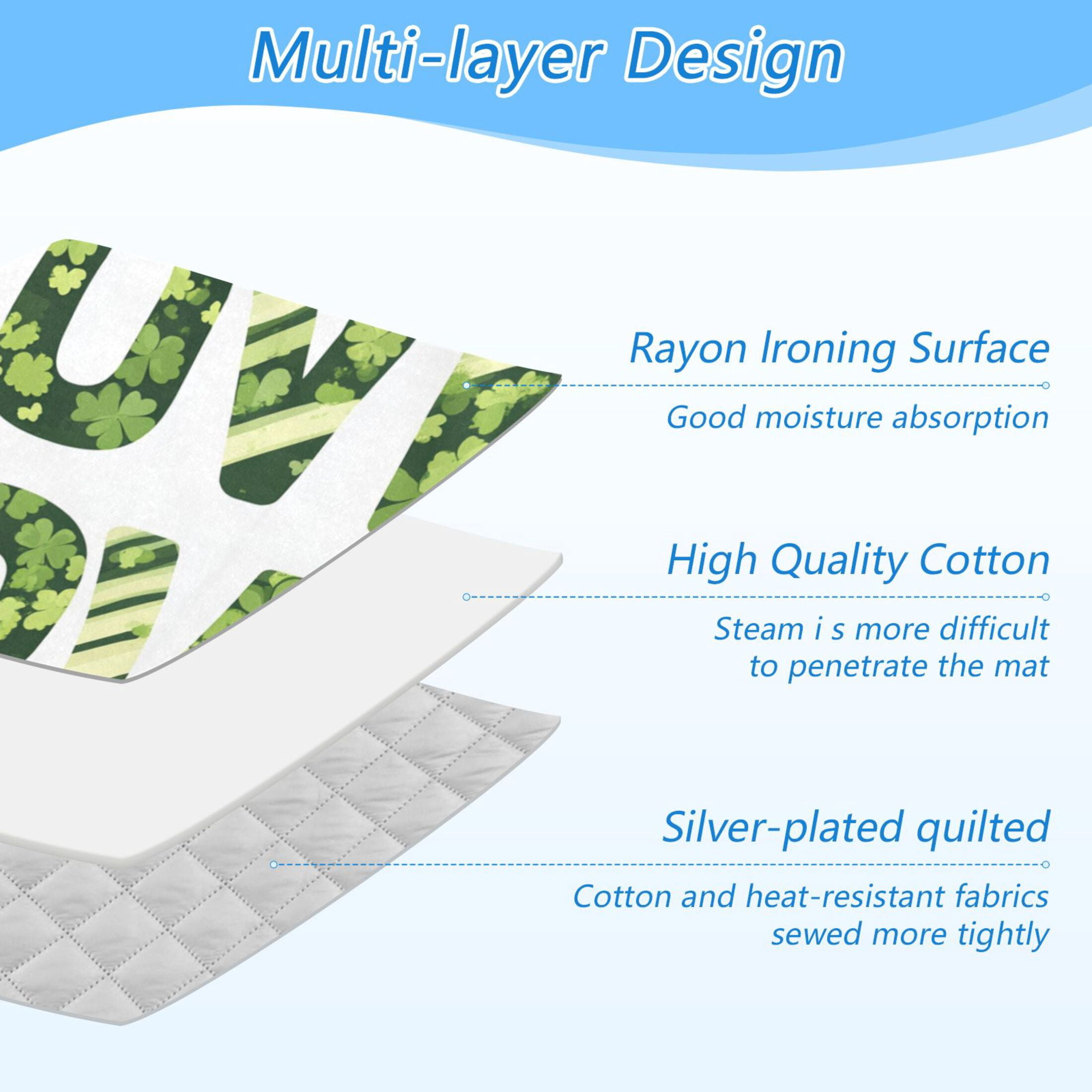 St Patricks Day Themed Love Clover Ironing Mat Blanket Portable Travel Ironing Pad Heat Resistant Pad 47.2" x 27.6”