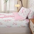 thumbnail image 5 of Manfei Pink Floral Zipper Twin Comforter Sets with Fitted Sheet and 2 Pillowcases,Girls Personalized Letter A Zipper Bedding Set,Pink Reversible4pcs, 5 of 8