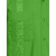 thumbnail image 5 of J. METHOD Men's Short Sleeve Cuban Guayabera Button Down Shirts Classic Embroidered 4 Pockets Casual Top NEMT112 Classic Green S, 5 of 6