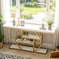 thumbnail image 4 of Fnova 70.9" Modern Console Table, Gold & White Faux Marble Extra Long Entryway Table, 4-Tier Narrow Sofa Table for Living Room, Hallway, Entrance, 4 of 14