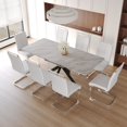 thumbnail image 2 of Extendable Dining Table Set for 6-8 Person with C-Shaped Soft Padded Armless Chairs and Metal Legs, 62.4" to 78.15" Size for Dining Room, 2 of 9