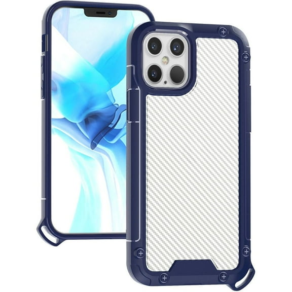 GSA Carbon Design Shock Proof Hybrid Case For iPhone 13 (6.1") - Navy Blue
