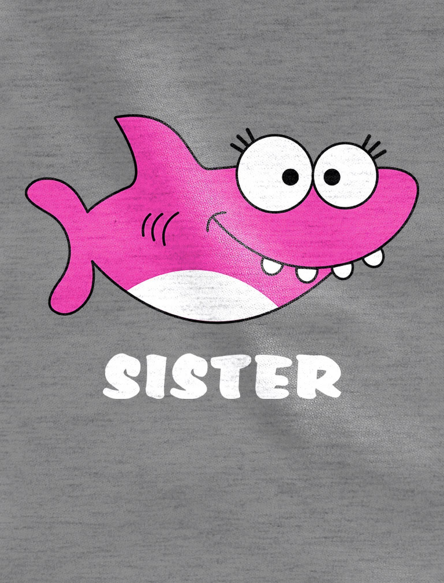Tstars Girls Big Sister Shirt Lovely Shark Shirt for Sister Best Sister Cute B Day Gifts for Sister Graphic Tee Gift for Big Sister Funny Sis Toddler Kids Girls Fitted Child Birthday T Shirt - image 2 of 4
