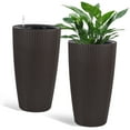 thumbnail image 4 of S-HOME Imitation Rattan Design 22.5 Inch Brown Plastic Large Planter With Automatic Watering System 2 Pack, 4 of 7