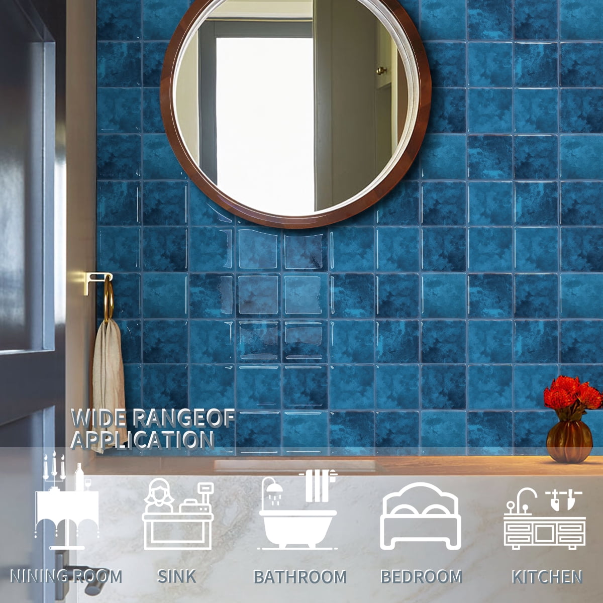 DEWOO Peel and Stick Tile Backsplash, 12”×12”Stick on Backsplash for Kitchen, Self Adhesive Tile Stickers for Kitchen Backsplash and Bathroom(10 Sheets)