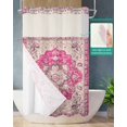 thumbnail image 2 of No Hook Shower Curtain with Snap in Liner, Geometric Abstract Carpet Mural Pattern Pink Hotel Shower Curtains for Bathroom, Washable Shower Curtain Liner Set with Mesh Top Window, 36"x72", 2 of 6