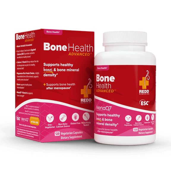 Redd Remedies, Bone Health Advanced, Natural Support with Calcium and Vitamin K2, 120 Capsules